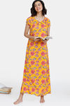 Zivame Blotched Bloom Woven Full Length Nightdress - Solar Power — thumbnail 4
